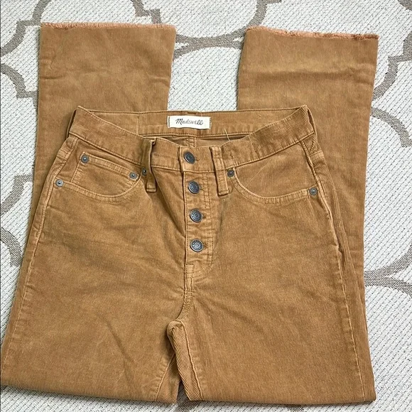 Madewell Cali Demi Boot Tan Corduroy Button-Fly Pants, size 25 - Picture 3 of 17